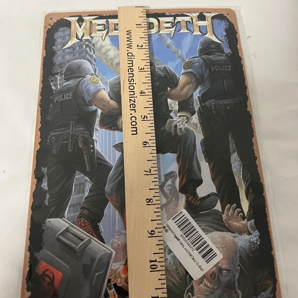 Vintage Banda Megadeth 12x8 Wall Art Hanging Mancave Shop “Police Truck” Song